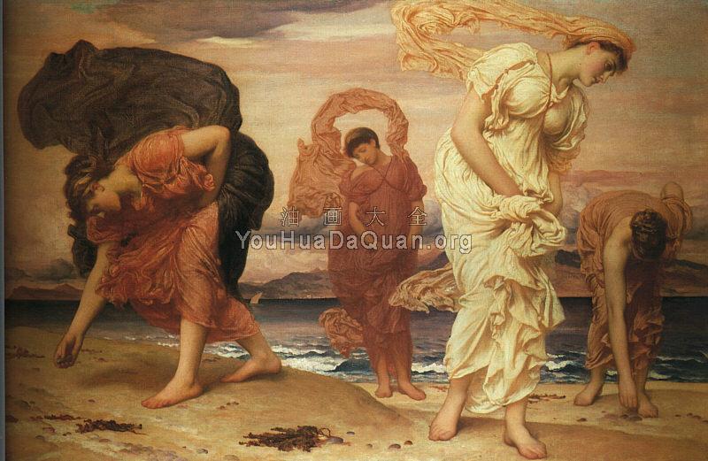 Greek Girls Picking up Pebbles by the Sea - 弗雷德里克·莱顿爵士